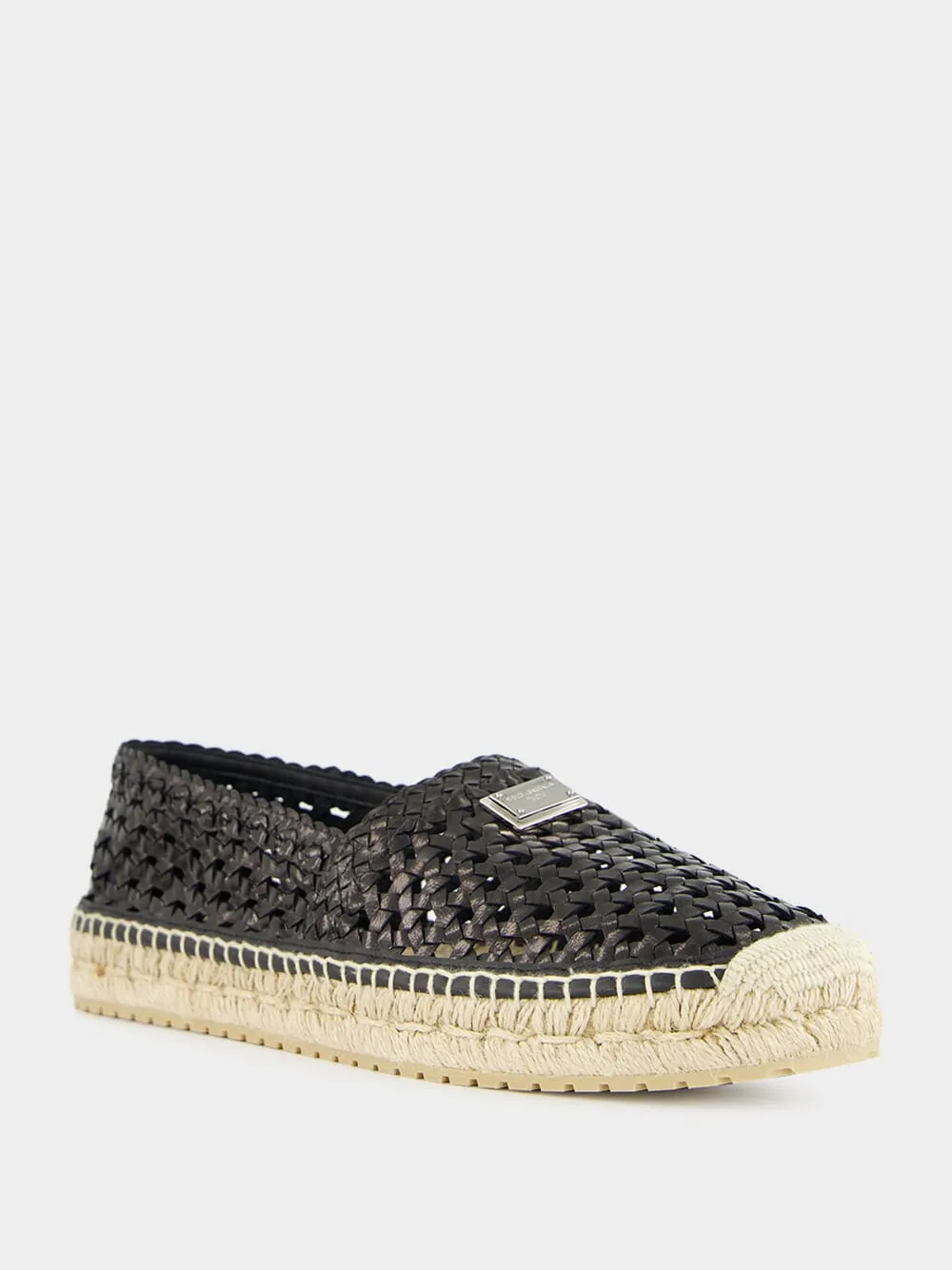 Black Woven Calfskin Espadrilles sold by Fashion Clinic product image thumbnail 2