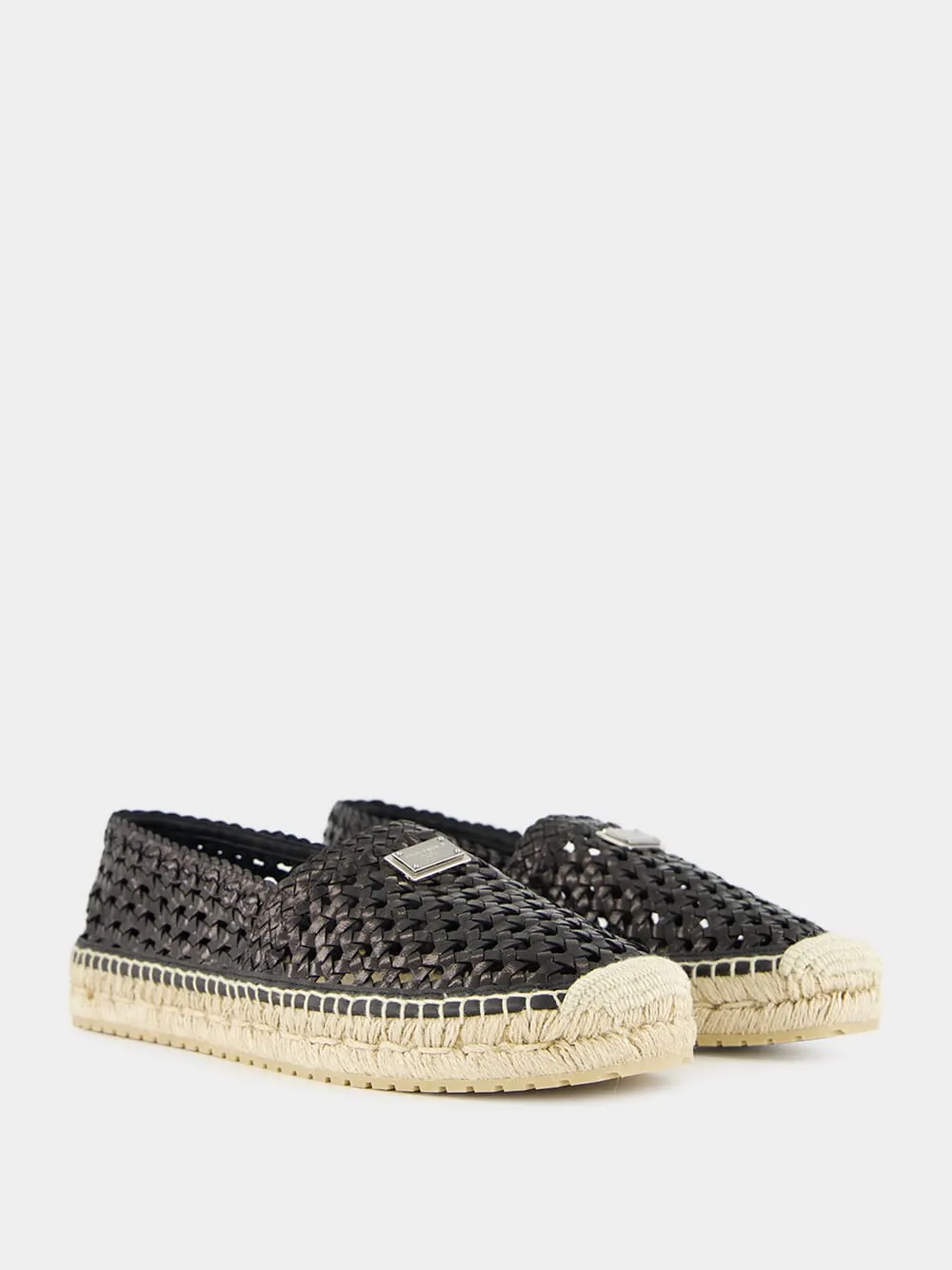 Black Woven Calfskin Espadrilles sold by Fashion Clinic product image thumbnail 3