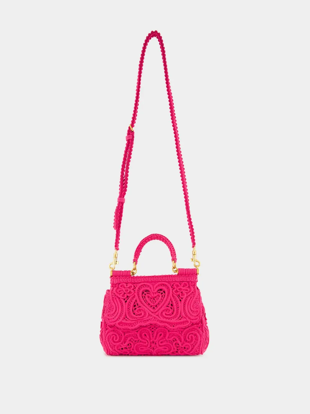 Fuxia Lace Cotton Top Handle Bag sold by Fashion Clinic product image thumbnail 2