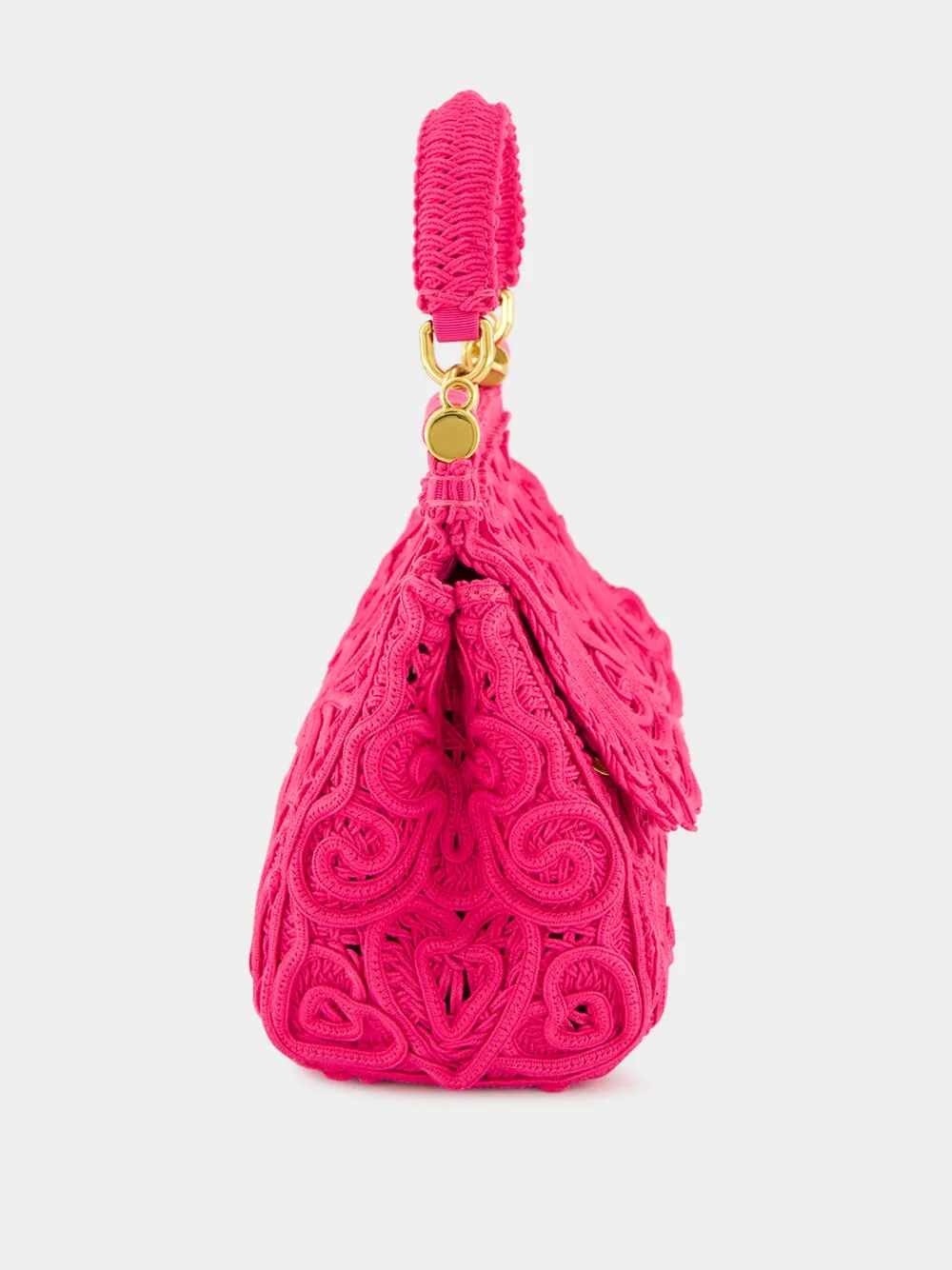 Fuxia Lace Cotton Top Handle Bag sold by Fashion Clinic product image thumbnail 4