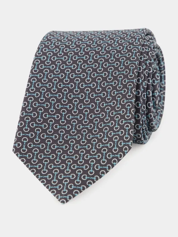 Horsebit Silk Jacquard Tie sold by Fashion Clinic