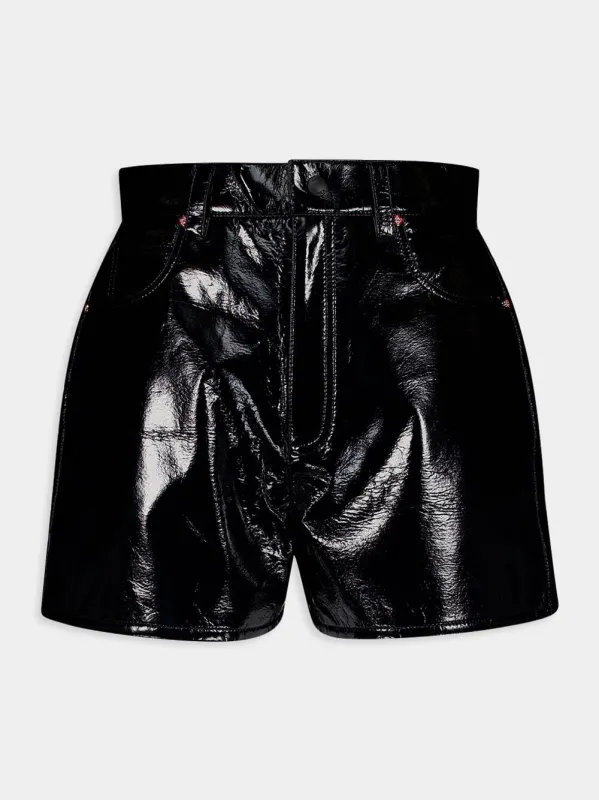 Patent Shorts with Logo sold by Fashion Clinic
