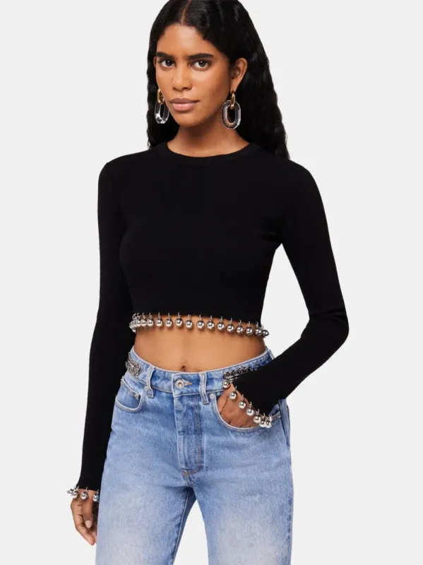 Black Beaded Wool Jumper sold by Fashion Clinic