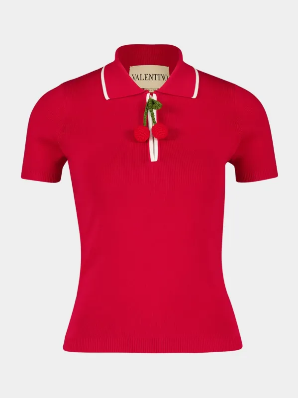 Paris Red Cotton Top with Cherry Detail sold by Fashion Clinic