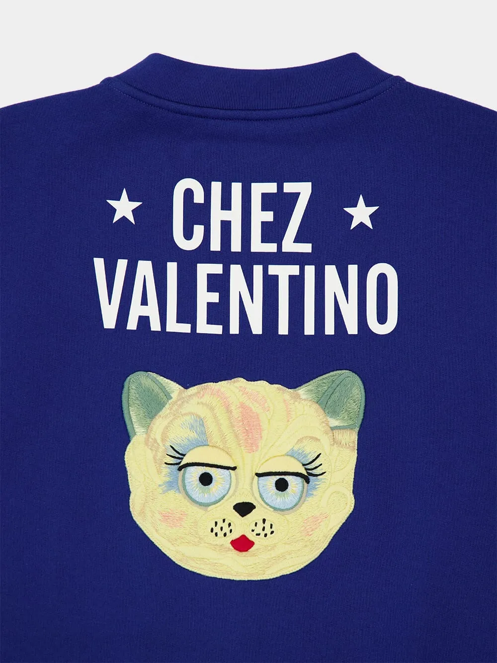 Blue Cotton Sweatshirt with Embroidery sold by Fashion Clinic product image thumbnail 5