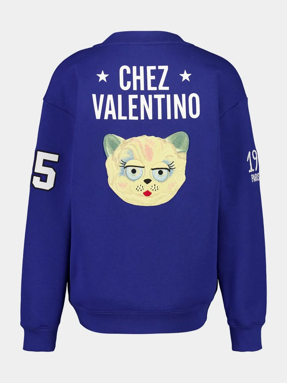 Blue Cotton Sweatshirt with Embroidery sold by Fashion Clinic product image thumbnail 3