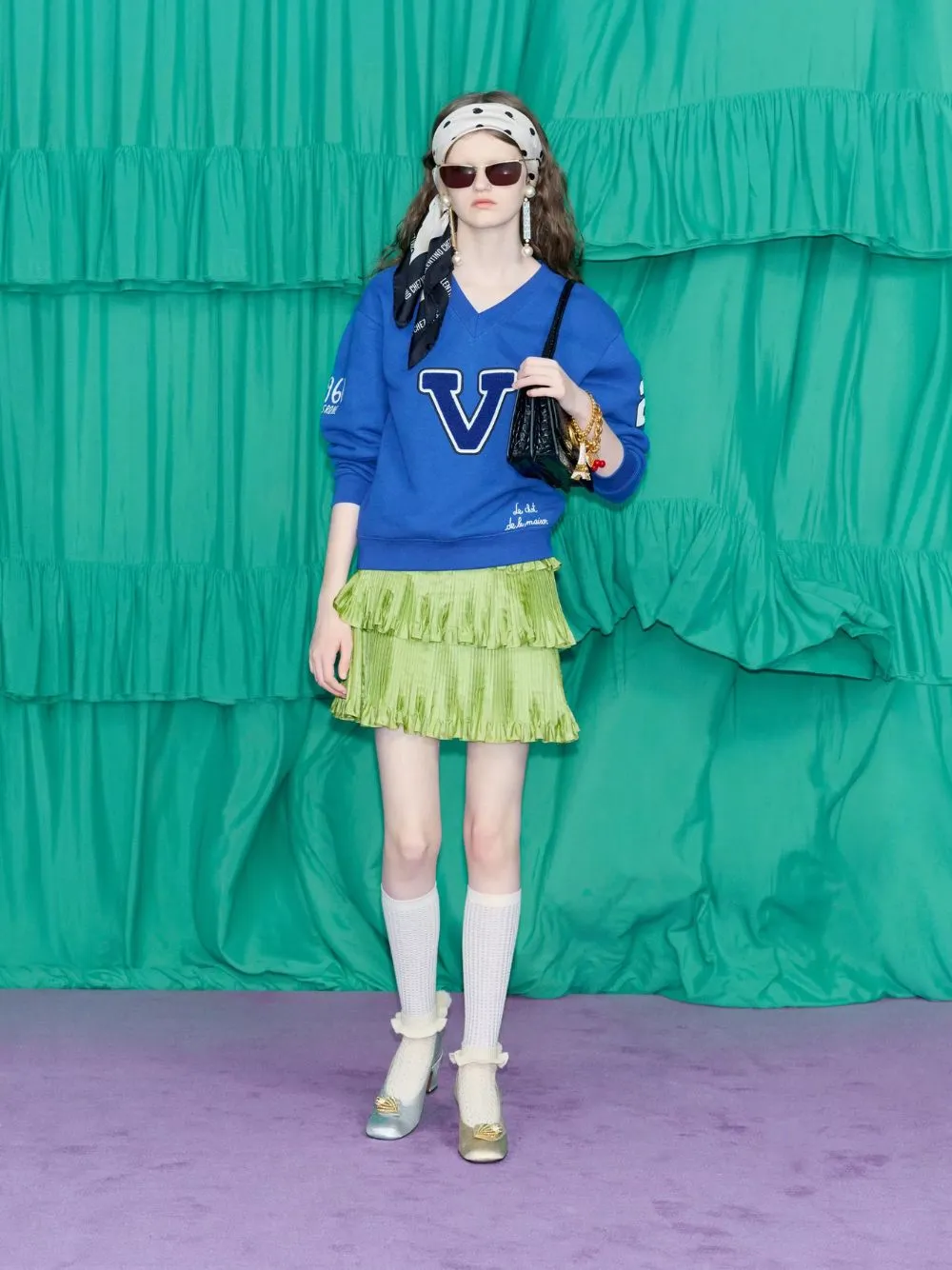 Blue Cotton Sweatshirt with Embroidery sold by Fashion Clinic product image thumbnail 2