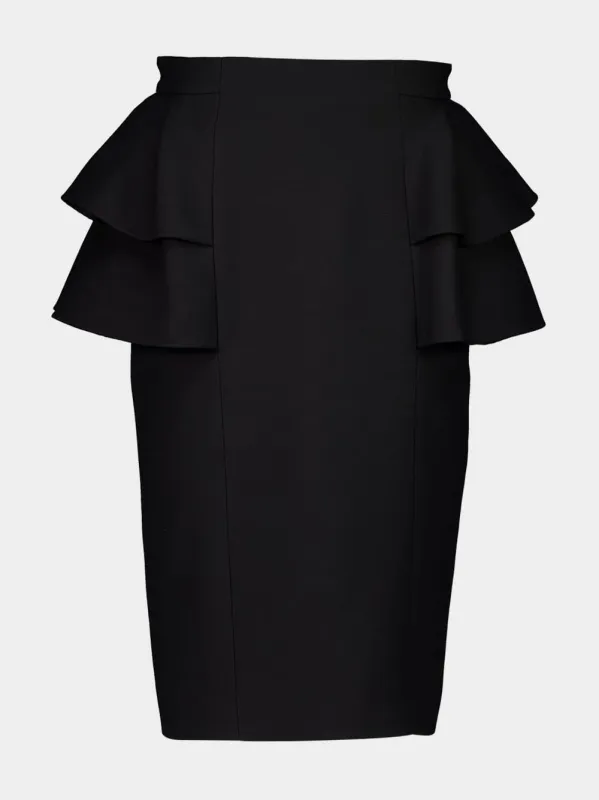 Black Crepe Couture Midi Skirt sold by Fashion Clinic