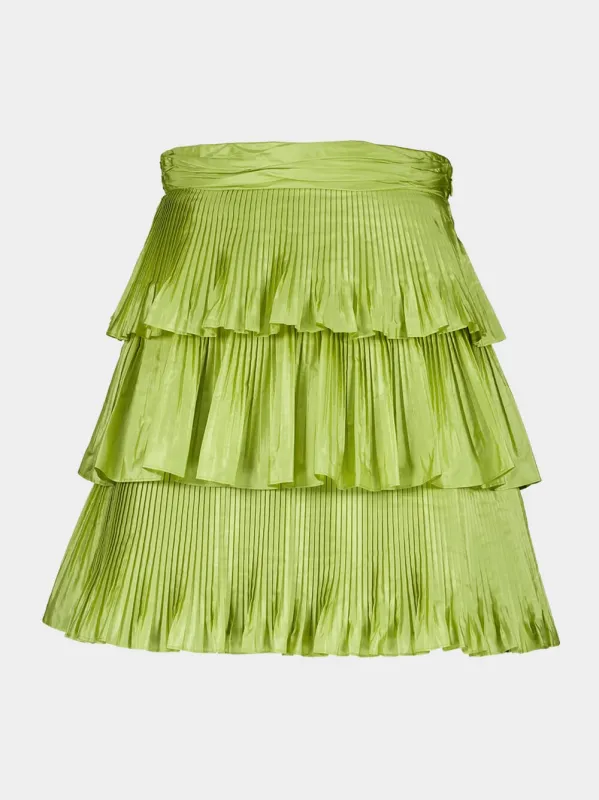 Acid Green Silk Taffetas Ruffle Skirt sold by Fashion Clinic
