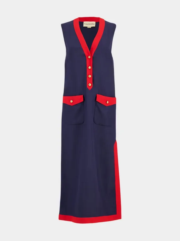 Indigo and Paris Red Viscose Linen Midi Dress sold by Fashion Clinic