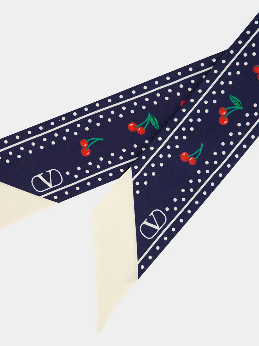 Blue and Red Cherryfic Silk Bandeau Scarf sold by Fashion Clinic product image thumbnail 2