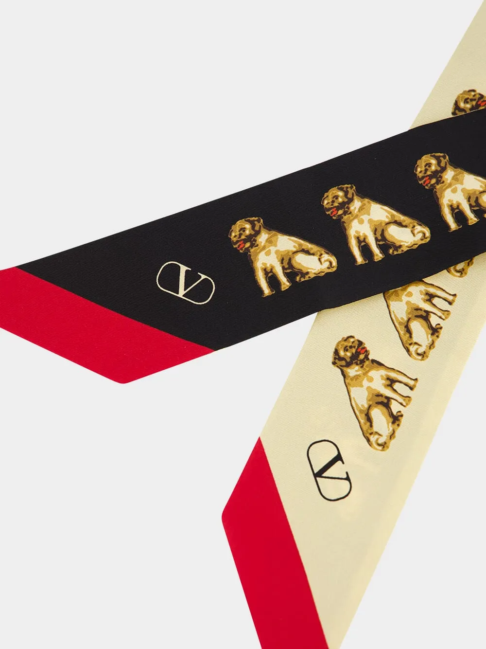 Beige and Black Petit Charles Silk Bandeau Scarf sold by Fashion Clinic product image thumbnail 2