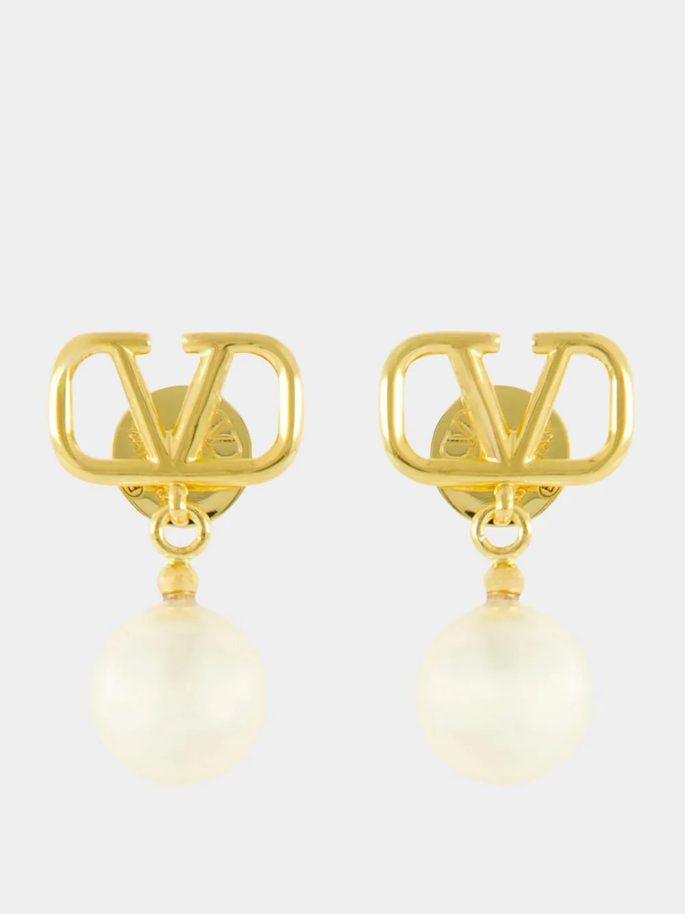 VLogo Signature Pearl Earrings Gold sold by Fashion Clinic