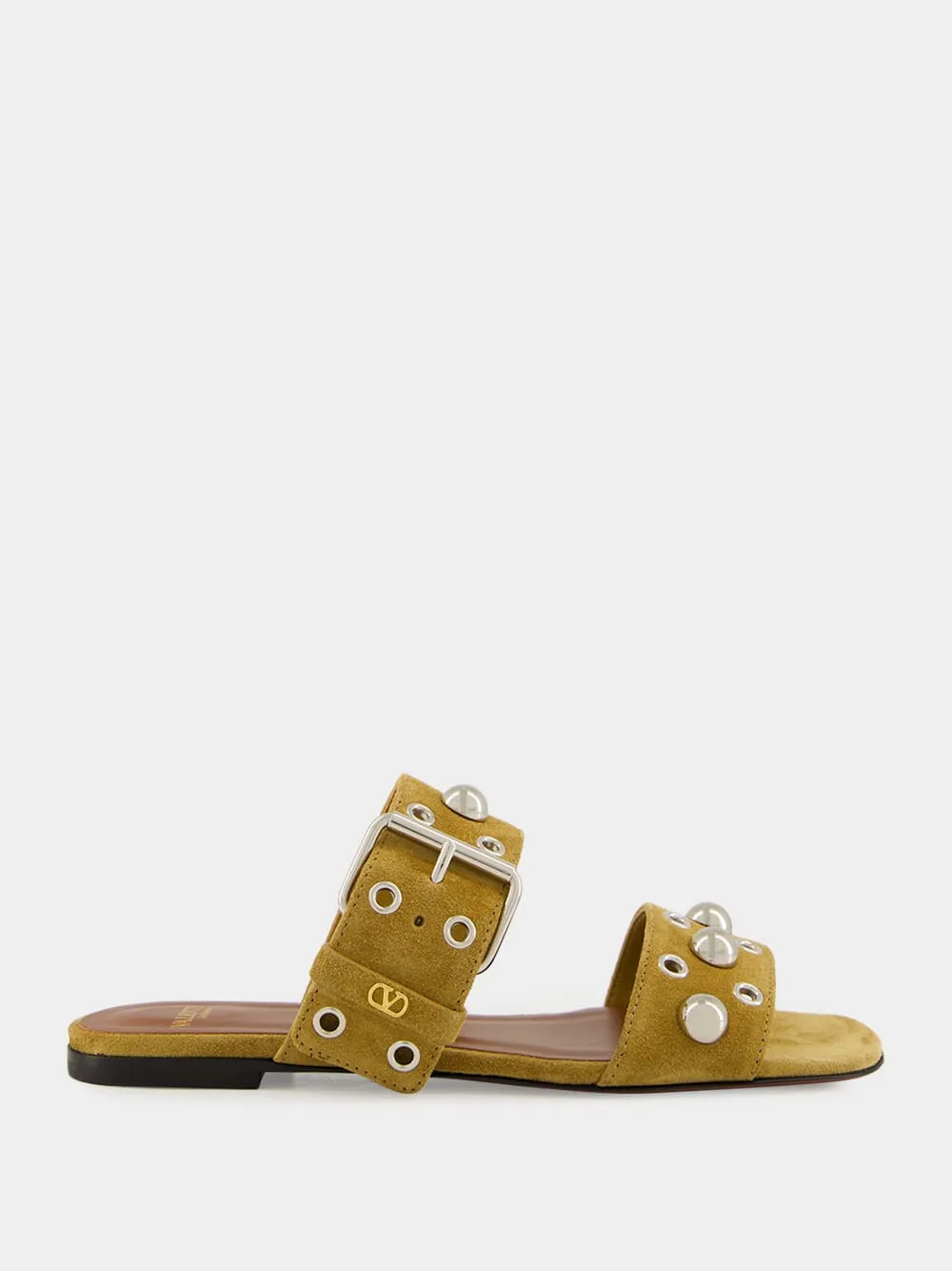 Crust Leather Studded Slide Sandals sold by Fashion Clinic