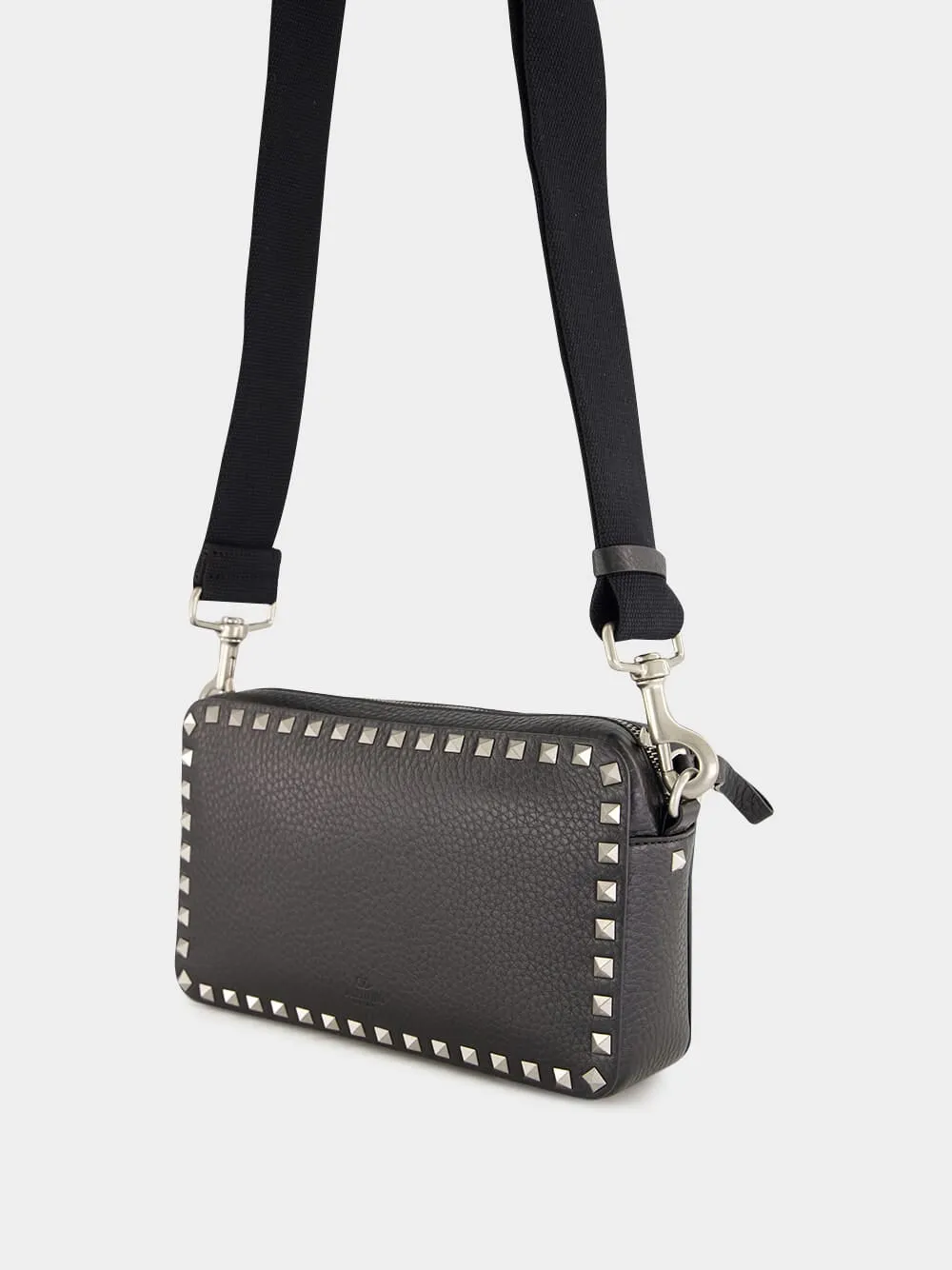 Black Rockstud Leather Crossbody Bag sold by Fashion Clinic product image thumbnail 5