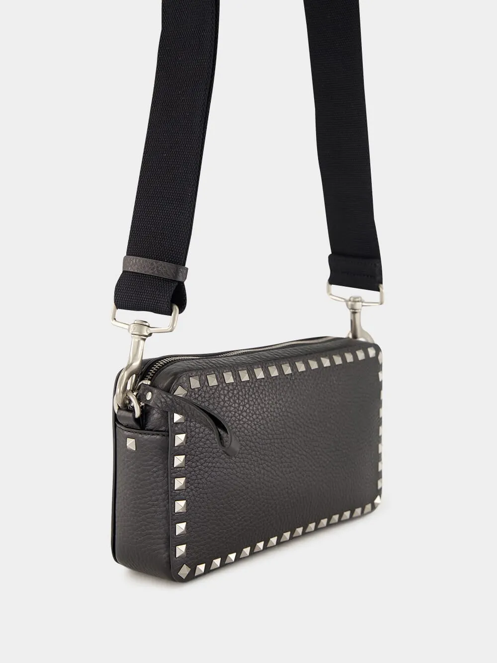 Black Rockstud Leather Crossbody Bag sold by Fashion Clinic product image thumbnail 3