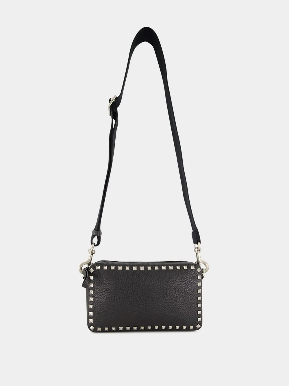Black Rockstud Leather Crossbody Bag sold by Fashion Clinic product image thumbnail 2