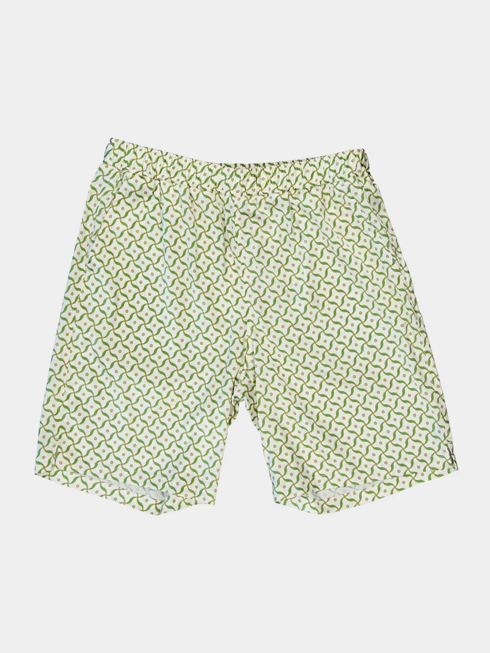 Ivory and Parakeet Green Palma Silk Shorts sold by Fashion Clinic product image thumbnail 5