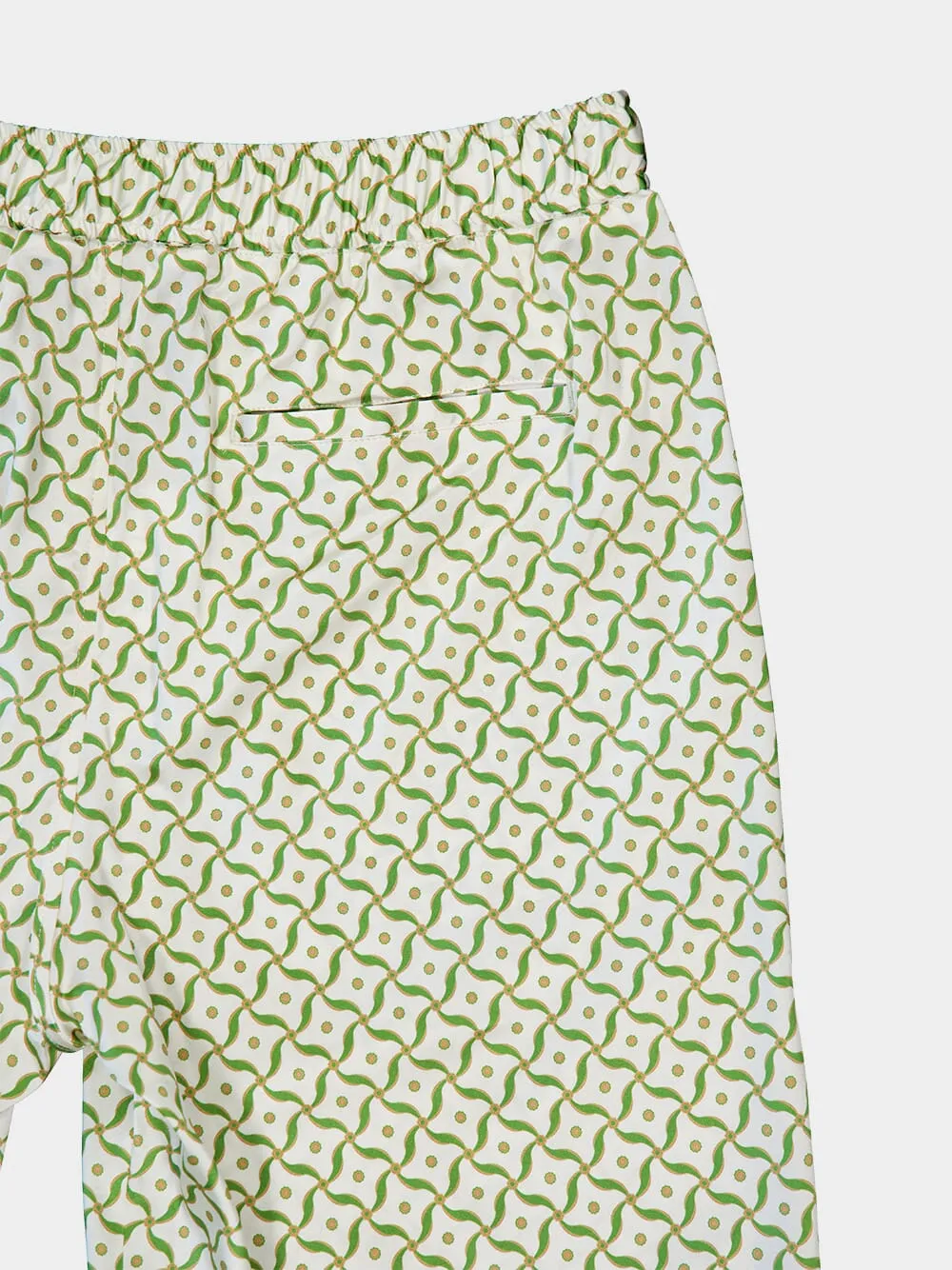 Ivory and Parakeet Green Palma Silk Shorts sold by Fashion Clinic product image thumbnail 3