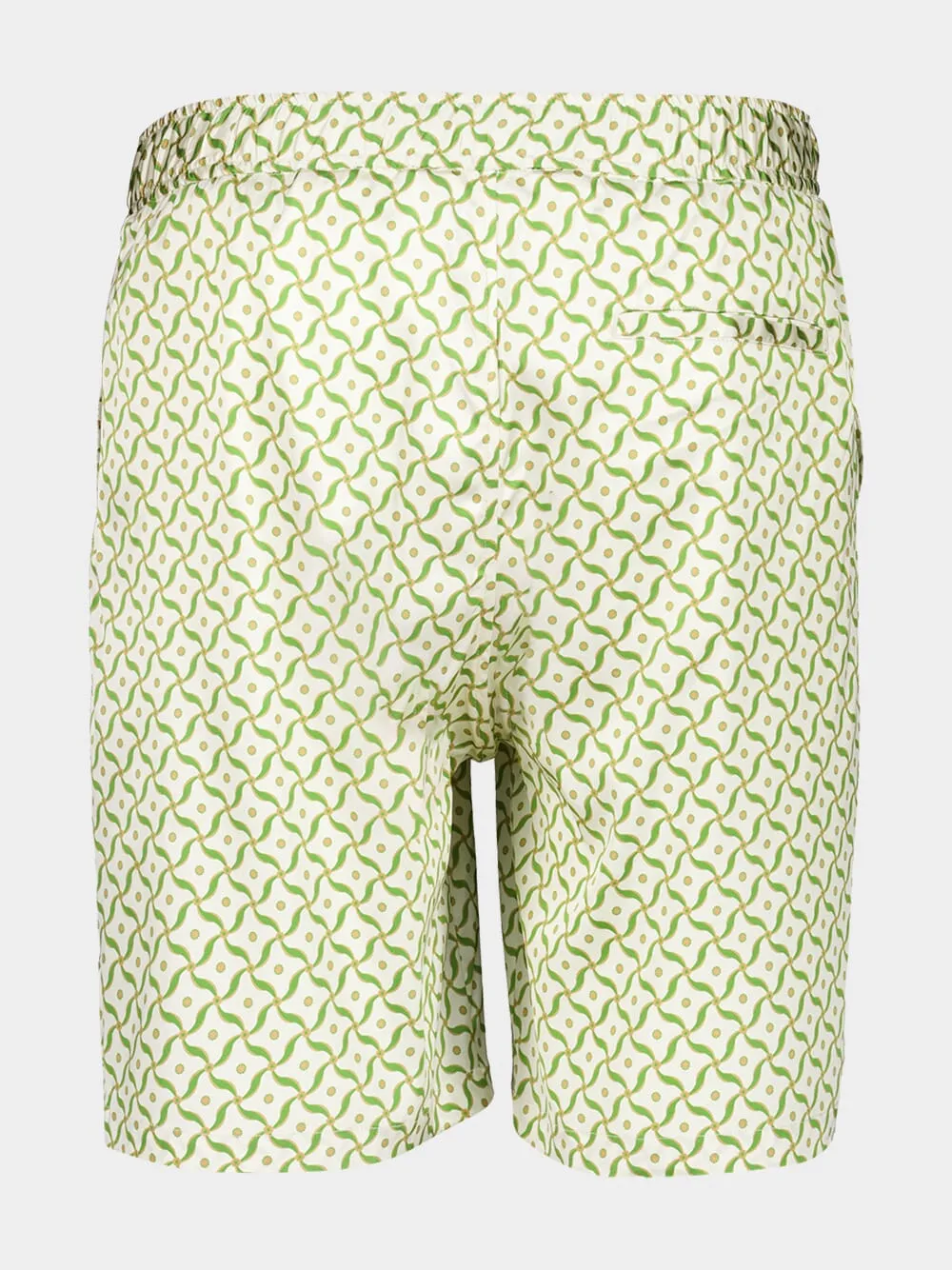 Ivory and Parakeet Green Palma Silk Shorts sold by Fashion Clinic product image thumbnail 2