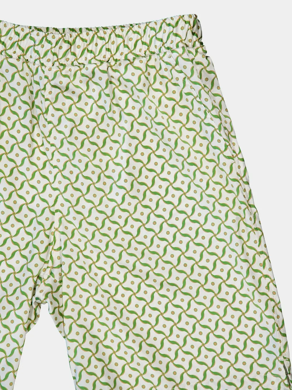 Ivory and Parakeet Green Palma Silk Shorts sold by Fashion Clinic product image thumbnail 4