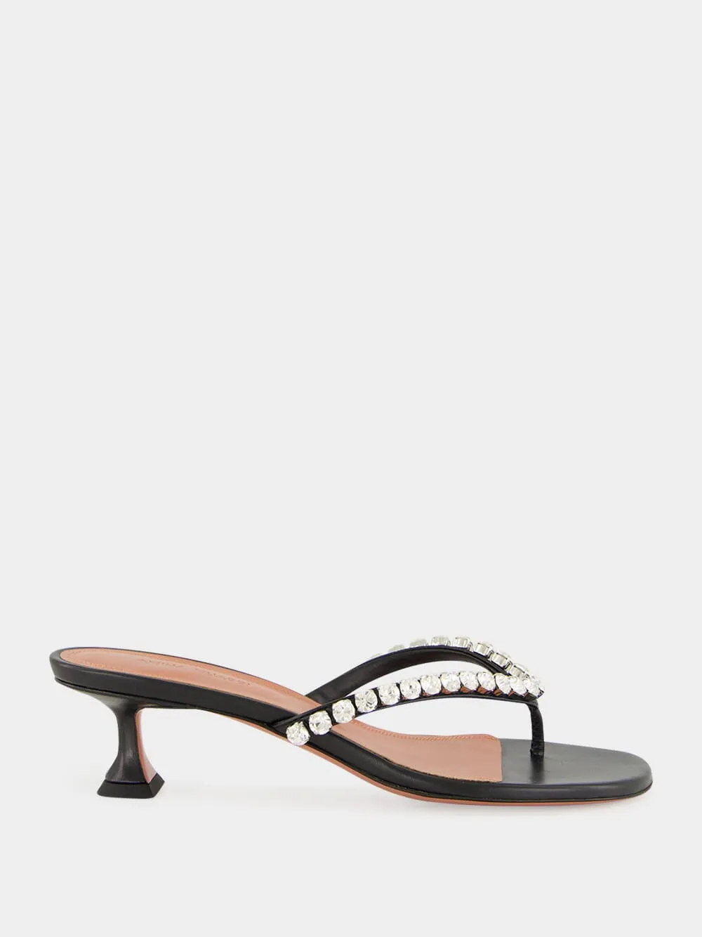 Black Gigi Thong Sandals with Crystals sold by Fashion Clinic