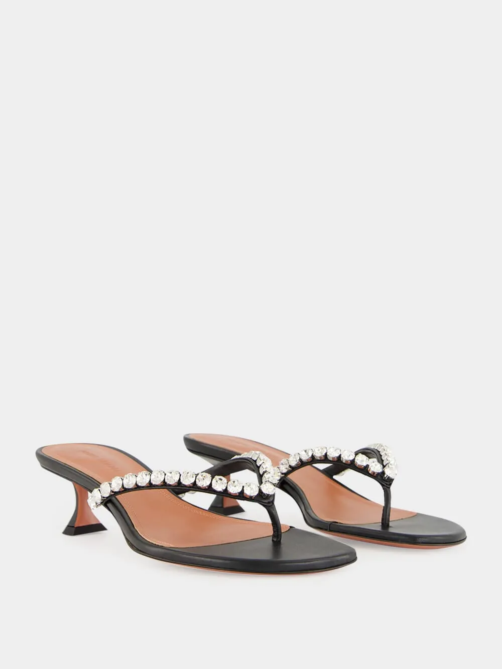 Black Gigi Thong Sandals with Crystals sold by Fashion Clinic product image thumbnail 3