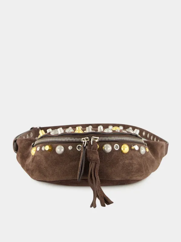 Brown Nellcôte Suede Belt Bag with Studs sold by Fashion Clinic