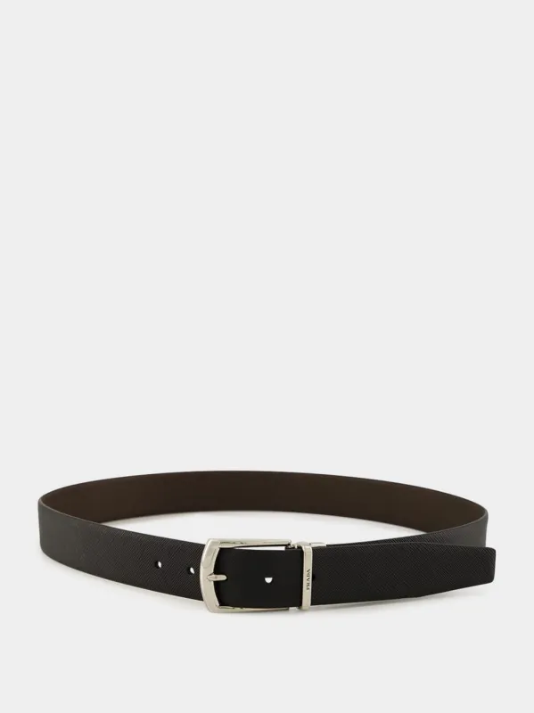 Black Leather Belt in Calfskin sold by Fashion Clinic