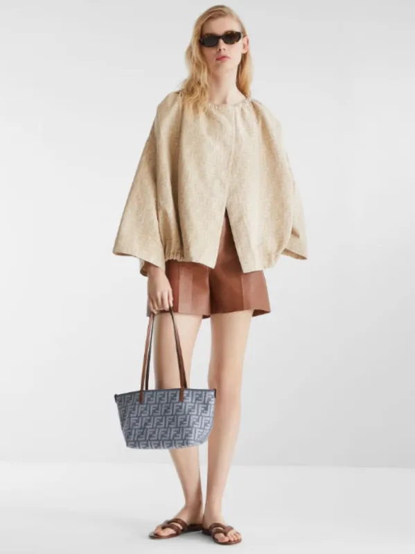 Blue Small Roll FF Jacquard Shopper sold by Fashion Clinic