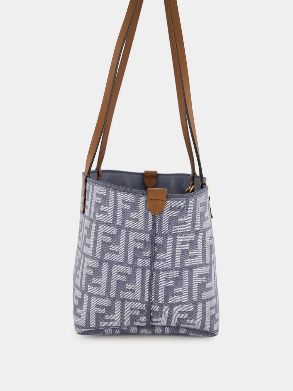 Blue Small Roll FF Jacquard Shopper sold by Fashion Clinic product image thumbnail 5