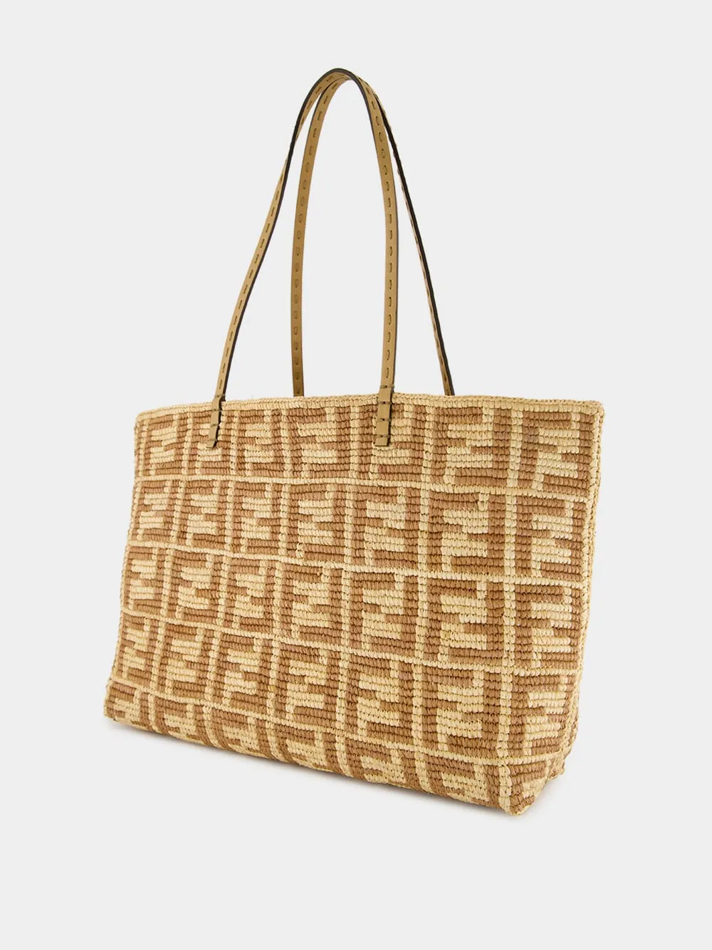 Beige Roll Large Raffia Crochet Shopper sold by Fashion Clinic product image thumbnail 5