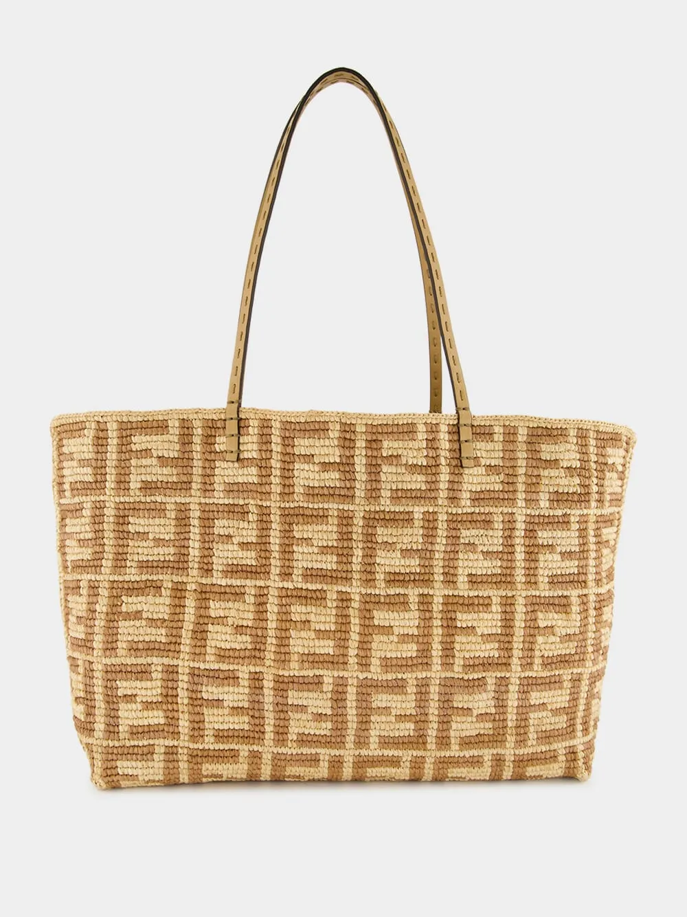 Beige Roll Large Raffia Crochet Shopper sold by Fashion Clinic product image thumbnail 2