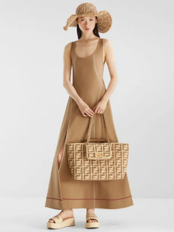 Beige Roll Large Raffia Crochet Shopper sold by Fashion Clinic