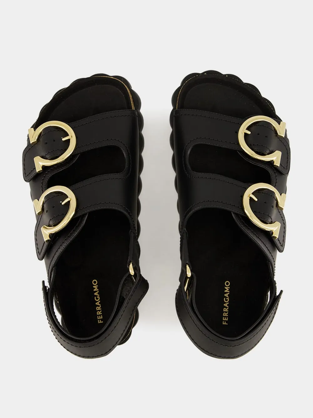Black Kamakura Ornament Double Buckle Sandals sold by Fashion Clinic product image thumbnail 4