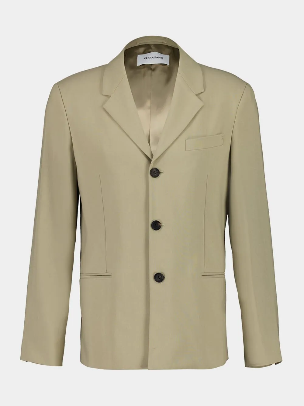 Sand Single-Breasted Silk-Blend Blazer sold by Fashion Clinic