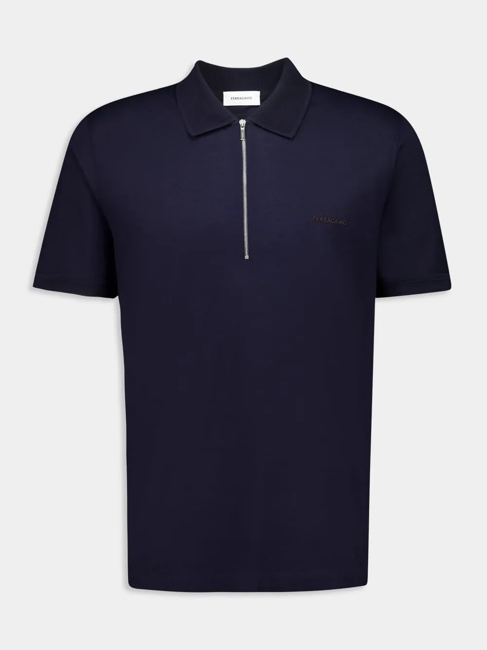 Navy Blue Cotton Polo with Zip Collar sold by Fashion Clinic product image thumbnail 2