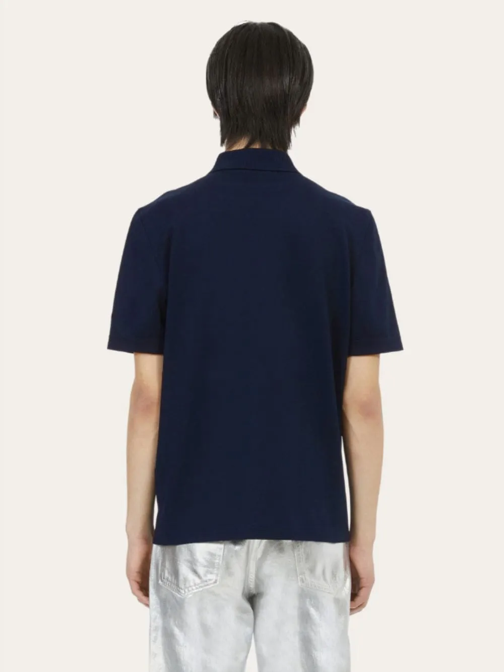 Navy Blue Cotton Polo with Zip Collar sold by Fashion Clinic product image thumbnail 3