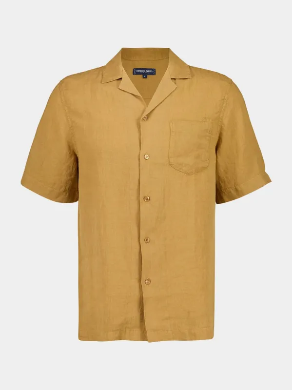 Almond Angelo Linen Camp Collar Shirt sold by Fashion Clinic