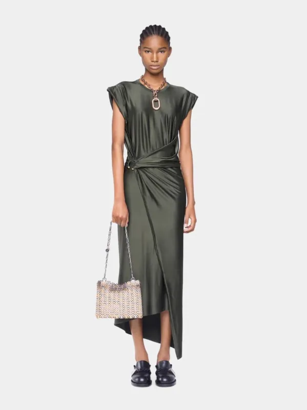 Khaki Draped Jersey Long Dress sold by Fashion Clinic