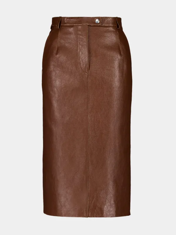 Brandy Leather Midi Skirt sold by Fashion Clinic