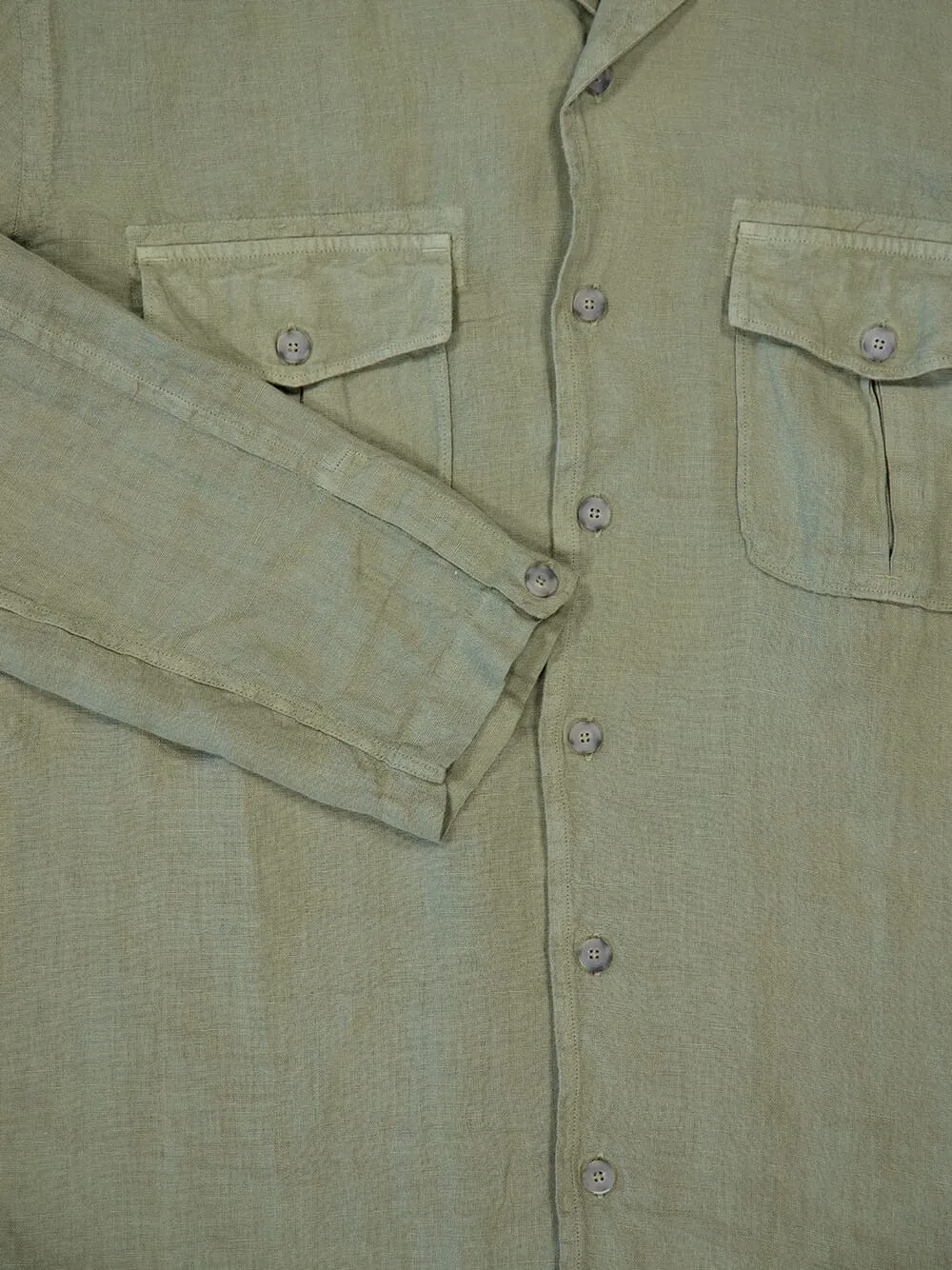 Cactus Green Linen Shirt with Pockets sold by Fashion Clinic product image thumbnail 4