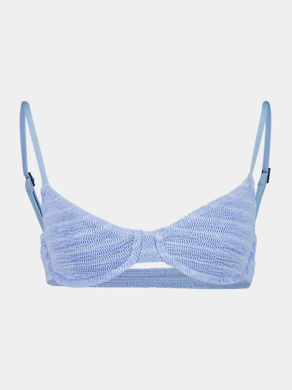 Powder Blue Stripe Gracie Balconette Bikini Top sold by Fashion Clinic