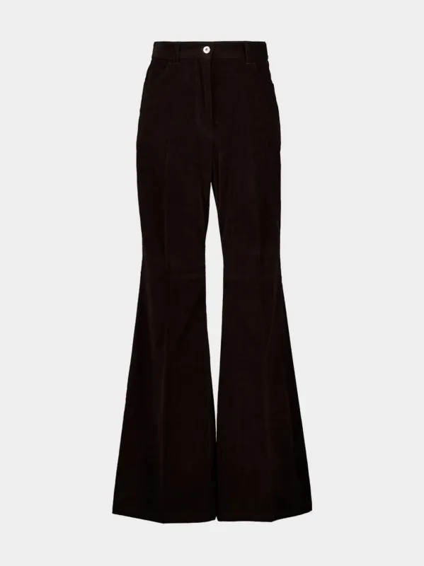 Dark Espresso Wide-Leg Corduroy Trousers sold by Fashion Clinic