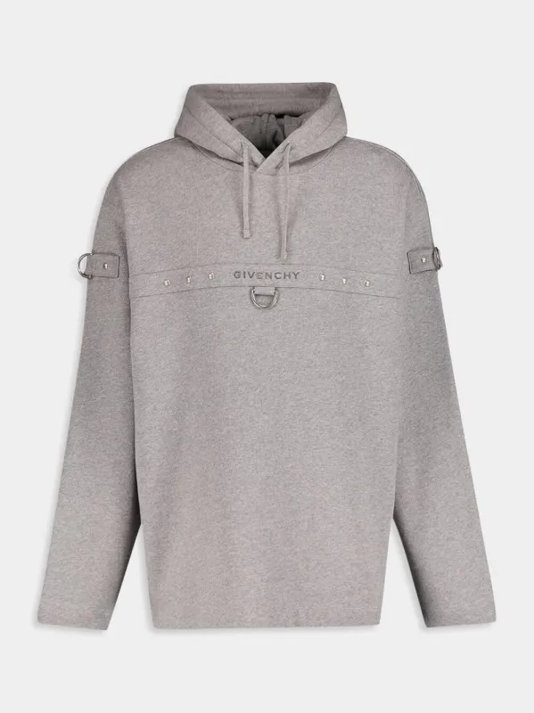 Grey Hooded Sweatshirt with Hardwear Detailing sold by Fashion Clinic