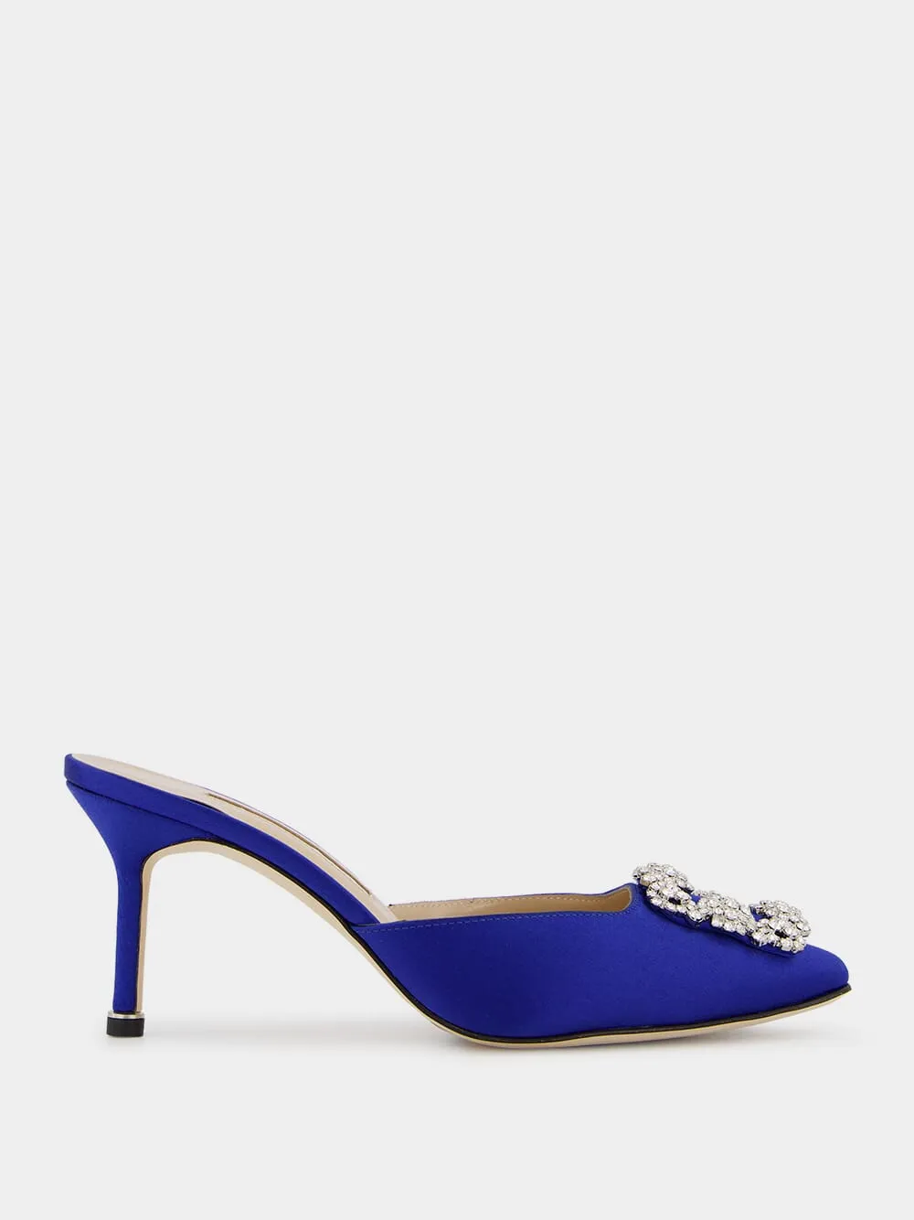 Blue Satin Jewel 70mm Mules sold by Fashion Clinic