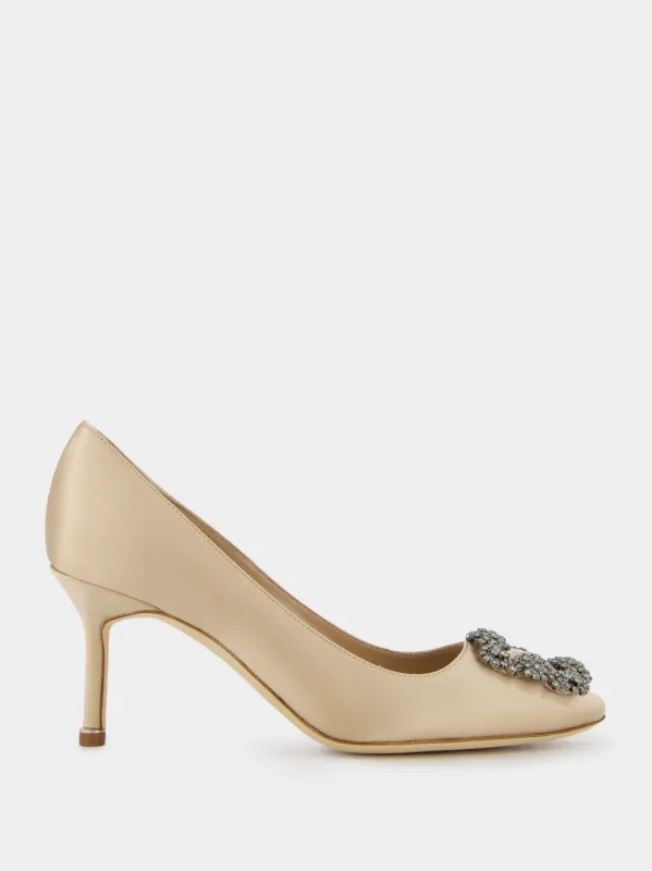 Hangisi 70mm Champagne Jewel Buckle Pumps sold by Fashion Clinic