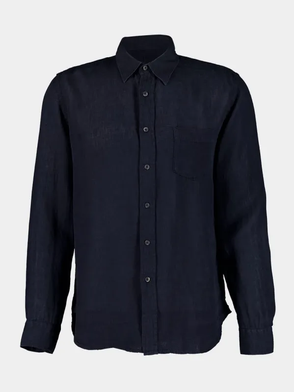 Regular Fit Navy Linen Shirt sold by Fashion Clinic