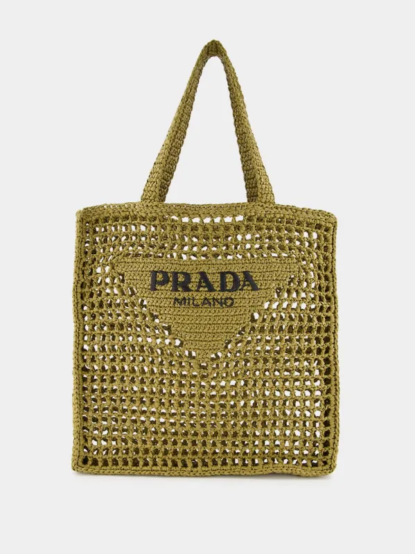 Triangle-Logo Raffia Tote sold by Fashion Clinic