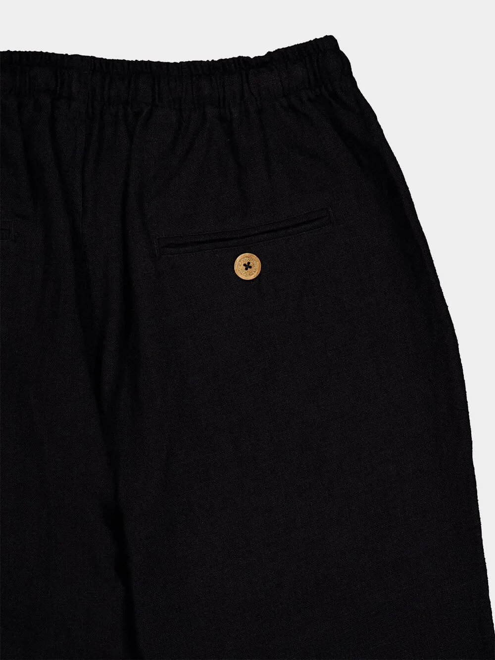 Black Linen Drawcord Trousers sold by Fashion Clinic product image thumbnail 3
